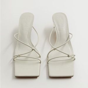 MANGO white kitten sandal heels